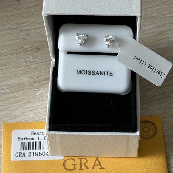 Jewelry - Moissanite Sterling Silver Heart Earrings